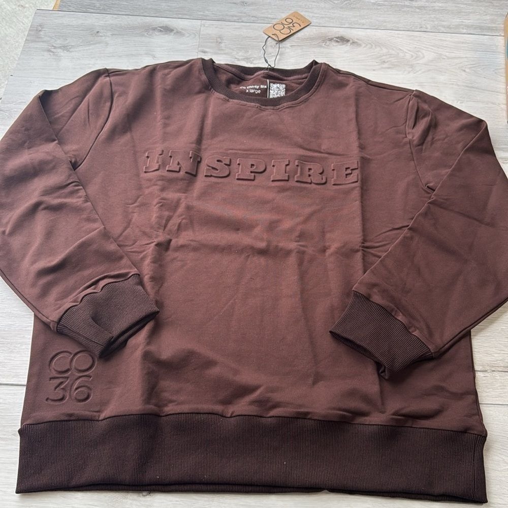 Co.Thirty Six C036 Inspire Crewneck Pullover Sweatshirt Brown Size XL NWT‎